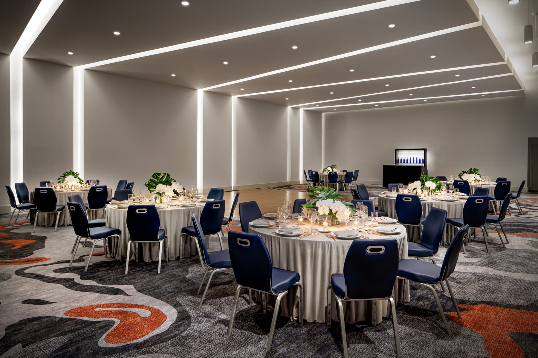 Riviera ballroom with floor-length linen