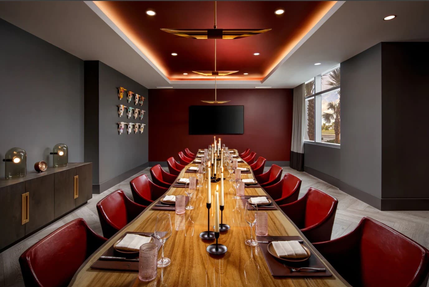 Private dining room table setup